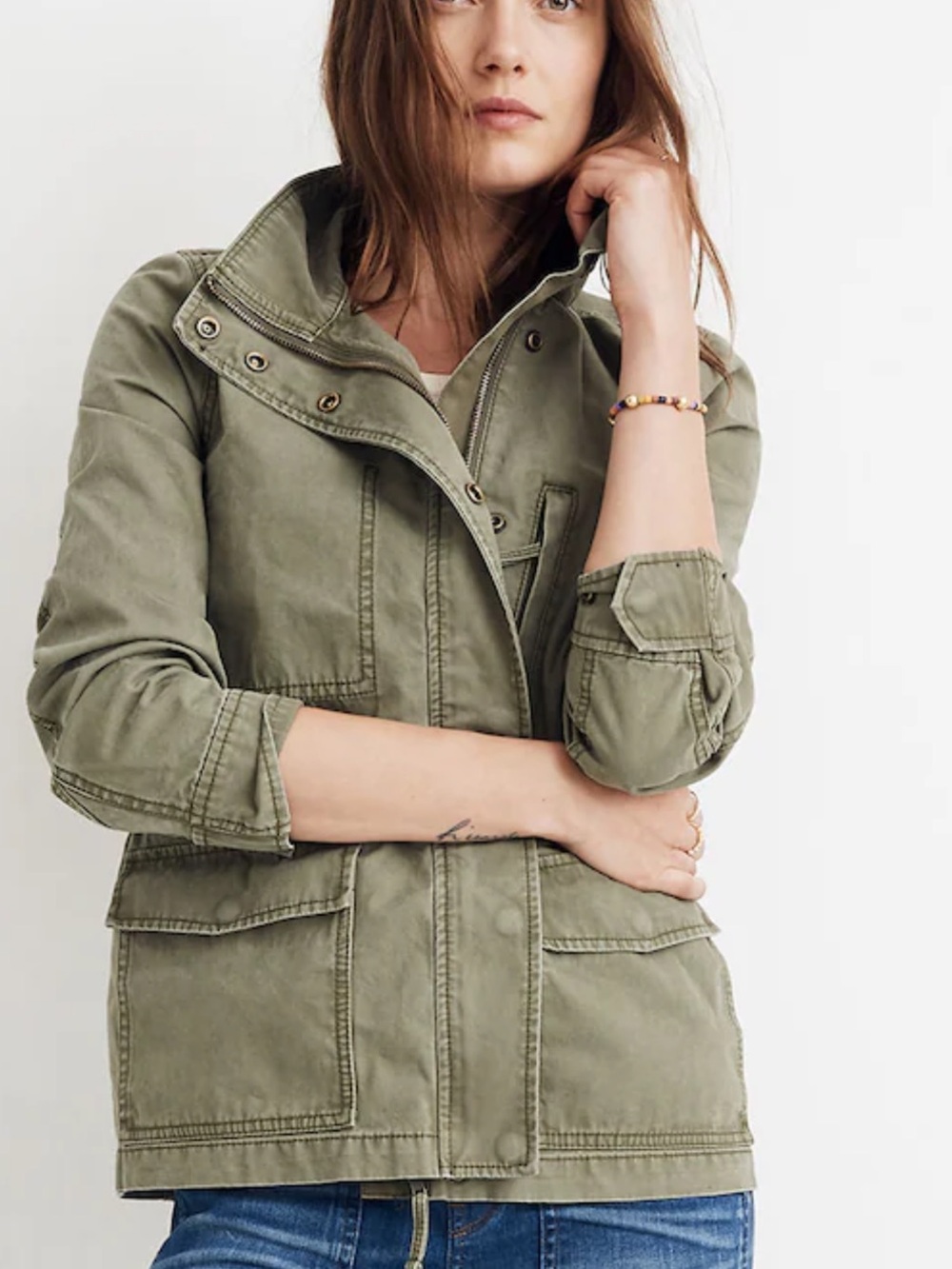 Madewell Passage Jacket Military Cargo Desert Olive Green Cotton Women’s XS New